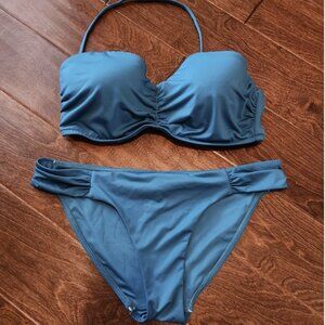 Victoria's Secret Teal Turquoise Bikini Set 36C Top, Large Bottoms